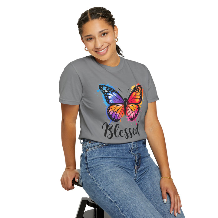 Watercolor Butterfly T-Shirt Blessed Radiant Renewed Unshakably Blessed