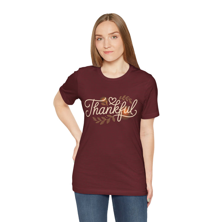 Thankful Tee - Unisex Jersey Short Sleeve Shirt for Thanksgiving, Gratitude Gift, Casual Wear, Family Gathering, Everyday Comfort