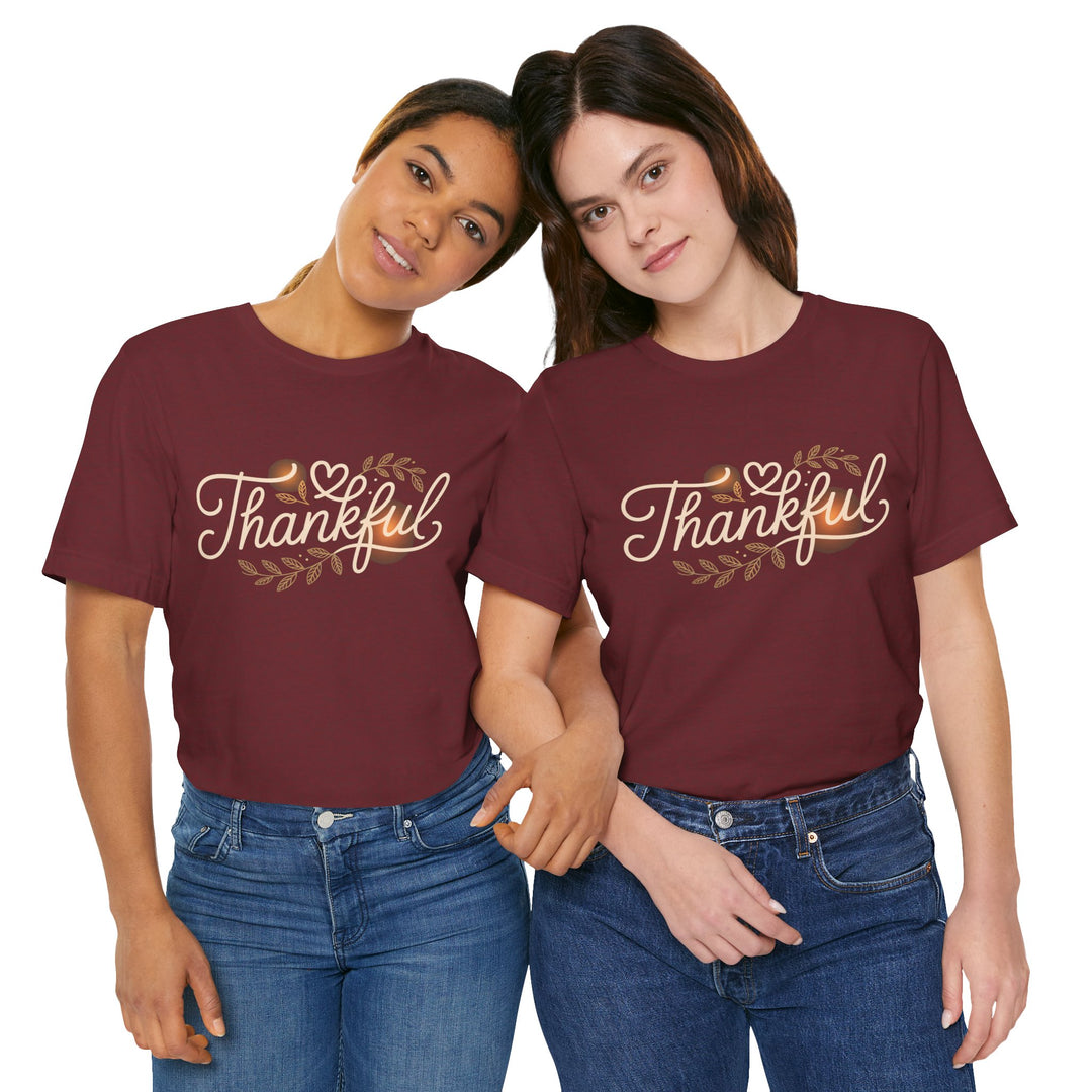 Thankful Tee - Unisex Jersey Short Sleeve Shirt for Thanksgiving, Gratitude Gift, Casual Wear, Family Gathering, Everyday Comfort