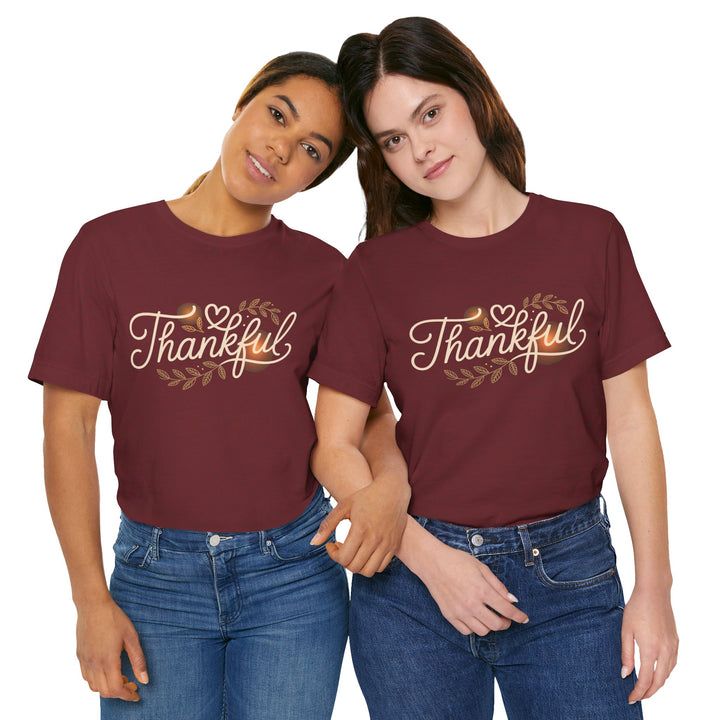 Thankful Tee - Unisex Jersey Short Sleeve Shirt for Thanksgiving, Gratitude Gift, Casual Wear, Family Gathering, Everyday Comfort