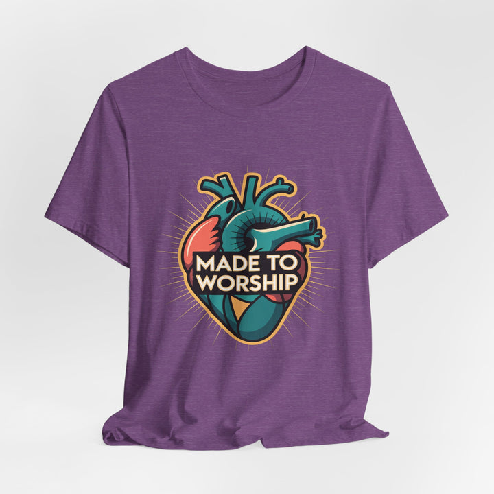 Made to Worship Unisex Jersey Tee, Heart Design Shirt, Casual Wear, Faith T-Shirt, Gift for Worshippers, Spiritual Apparel