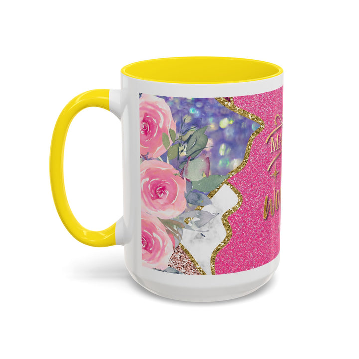 Made to Worship  Pink Glitter Floral Christian Mug