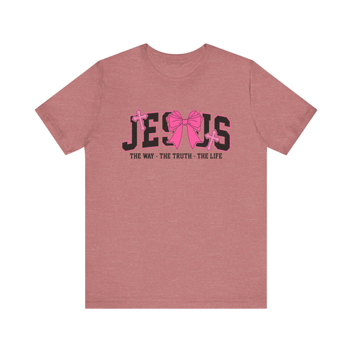 Jesus The Way The Truth The Life Pink Bow T-Shirt