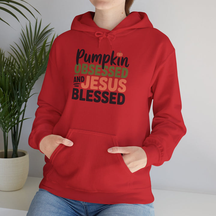 Hooded Sweatshirt - Pumpkin Obsessed and Jesus Blessed Fall Design