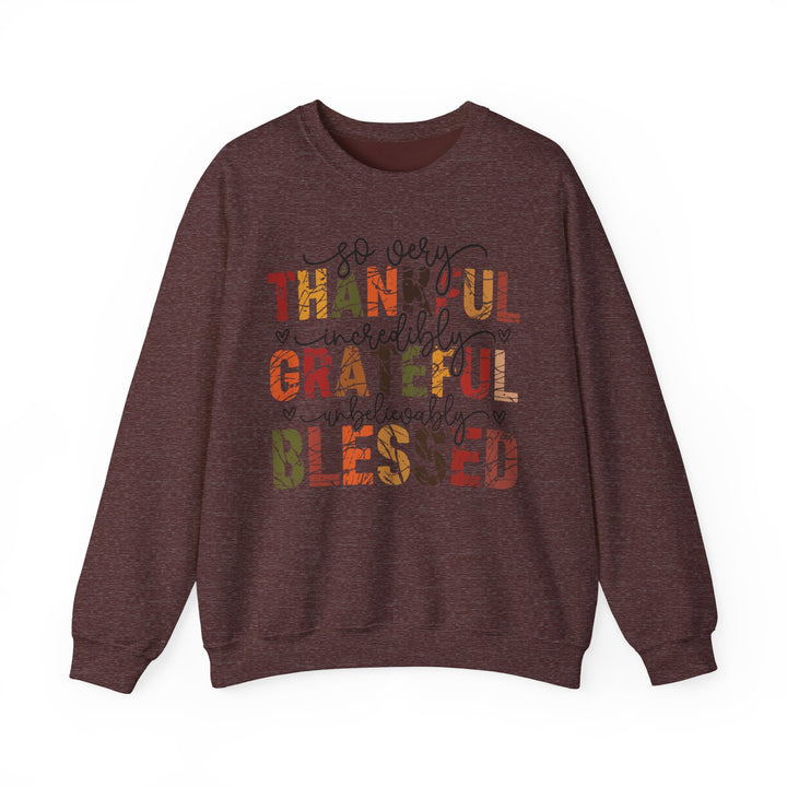Thankful Grateful Blessed Sweatshirt | Cozy Fall Crewneck | Perfect Gift for Thanksgiving, Family Gatherings, Daily Comfort, Holiday Wear
