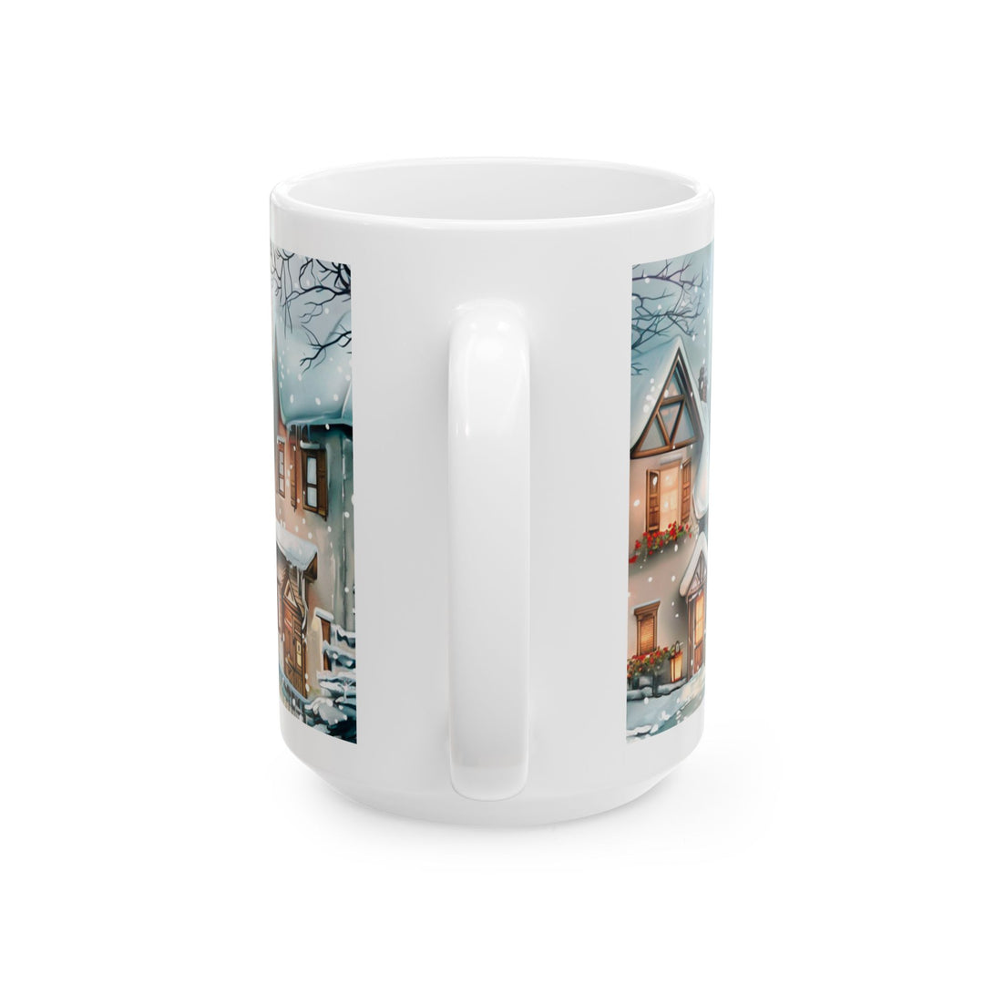 Winter Wonderland Ceramic Mug, Cozy Hot Cocoa Cup, Holiday Gift, Decorative Coffee Mug, Winter Scene Drinkware