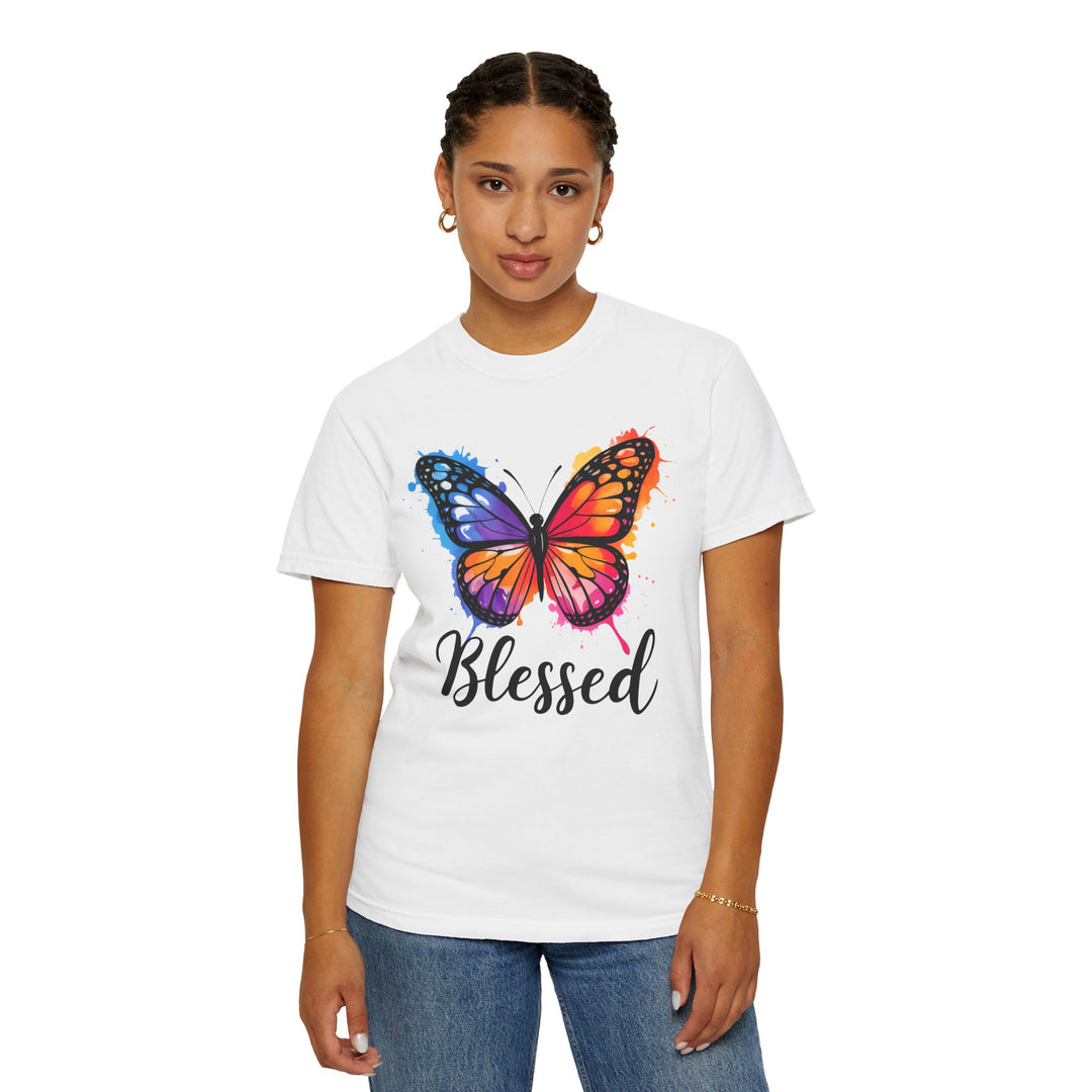 Watercolor Butterfly T-Shirt Blessed Radiant Renewed Unshakably Blessed