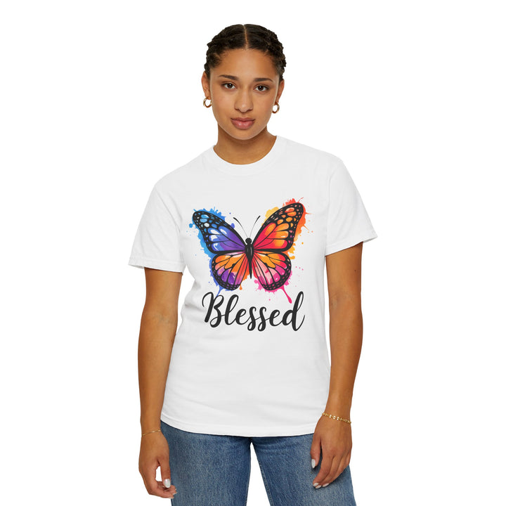 Watercolor Butterfly T-Shirt Blessed Radiant Renewed Unshakably Blessed
