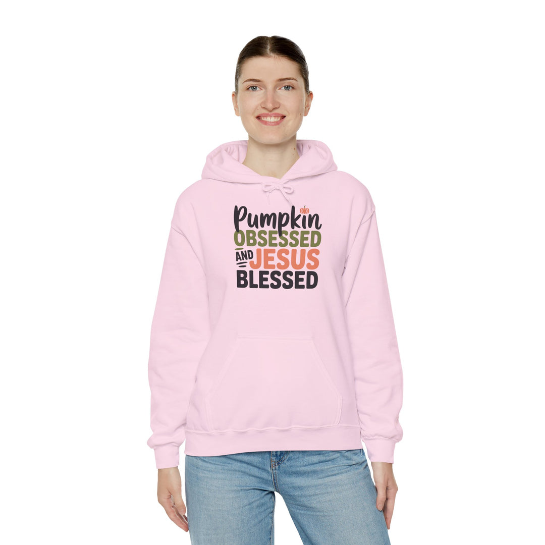 Hooded Sweatshirt - Pumpkin Obsessed and Jesus Blessed Fall Design