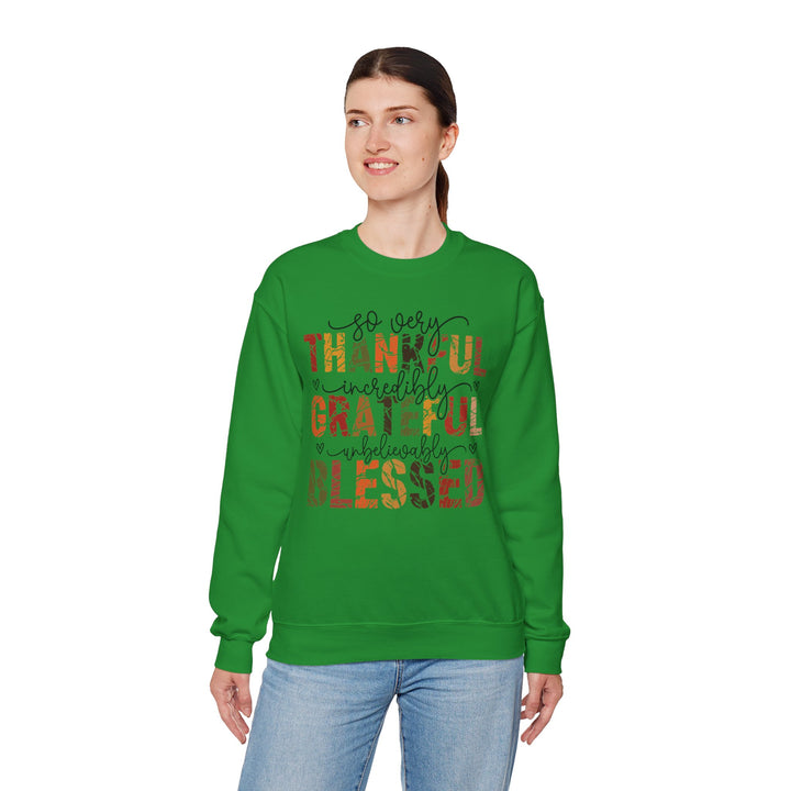 Thankful Grateful Blessed Sweatshirt | Cozy Fall Crewneck | Perfect Gift for Thanksgiving, Family Gatherings, Daily Comfort, Holiday Wear