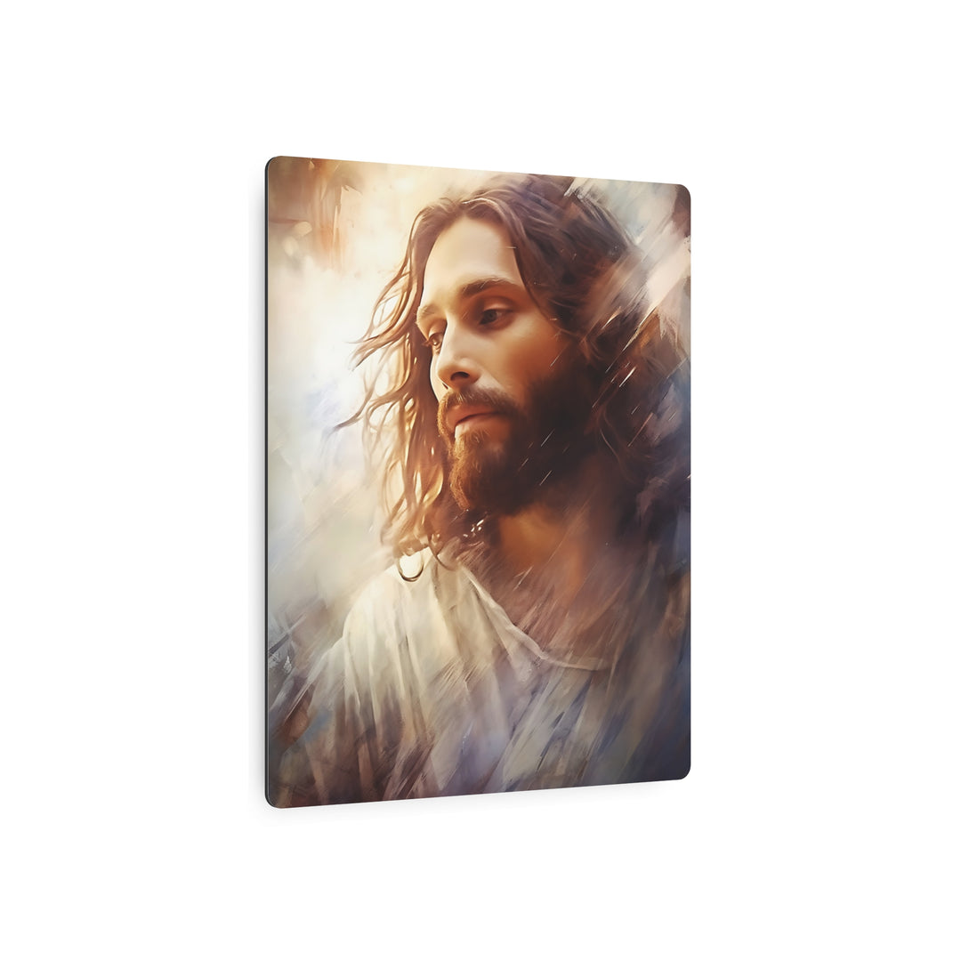 Inspirational Metal Art Sign - Serene Jesus Portrait for Home Decor