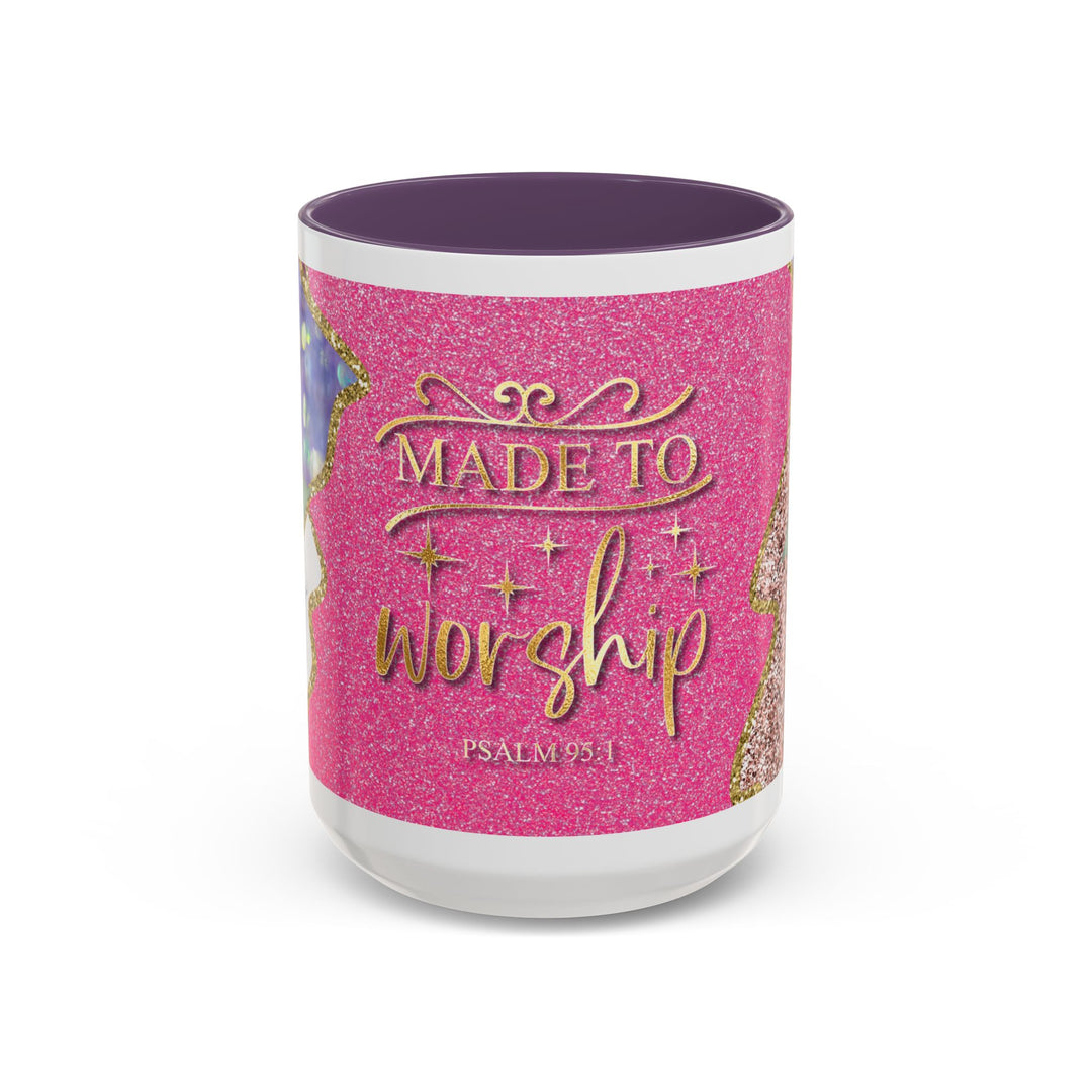 Made to Worship  Pink Glitter Floral Christian Mug