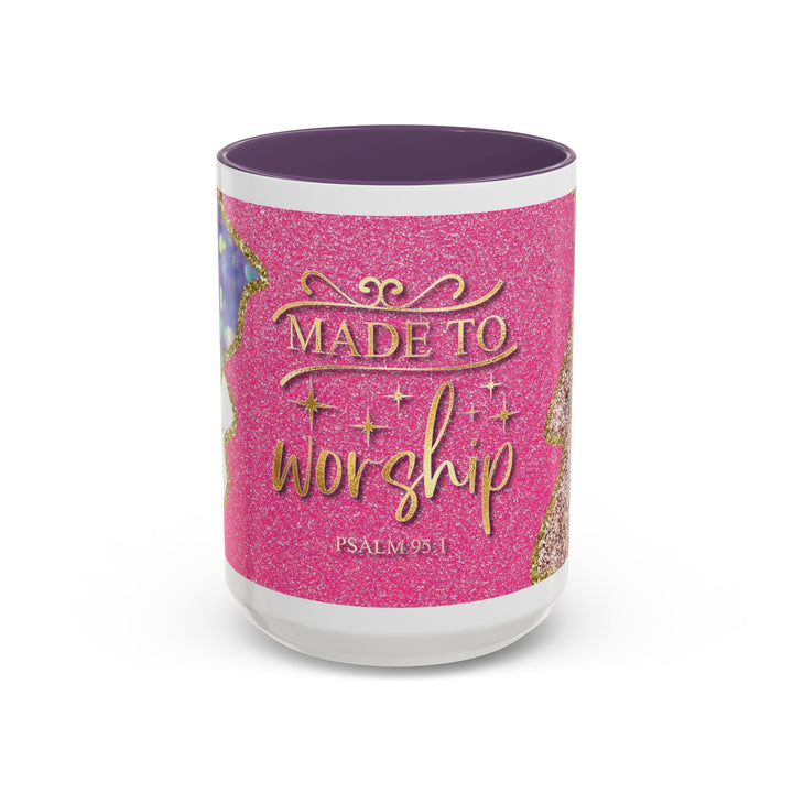Made to Worship  Pink Glitter Floral Christian Mug