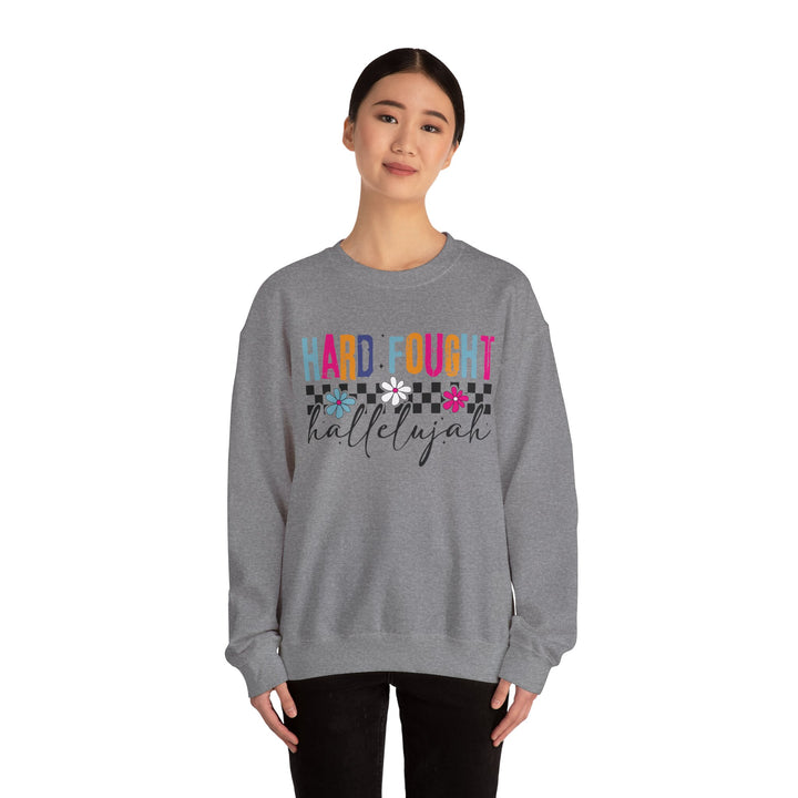 Hard Fought Hallelujah Sweatshirt | Inspirational Crewneck | Gift for Her | Cozy Casual Wear | Perfect for Holidays and Celebrations