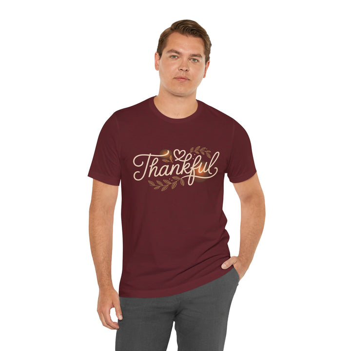 Thankful Tee - Unisex Jersey Short Sleeve Shirt for Thanksgiving, Gratitude Gift, Casual Wear, Family Gathering, Everyday Comfort