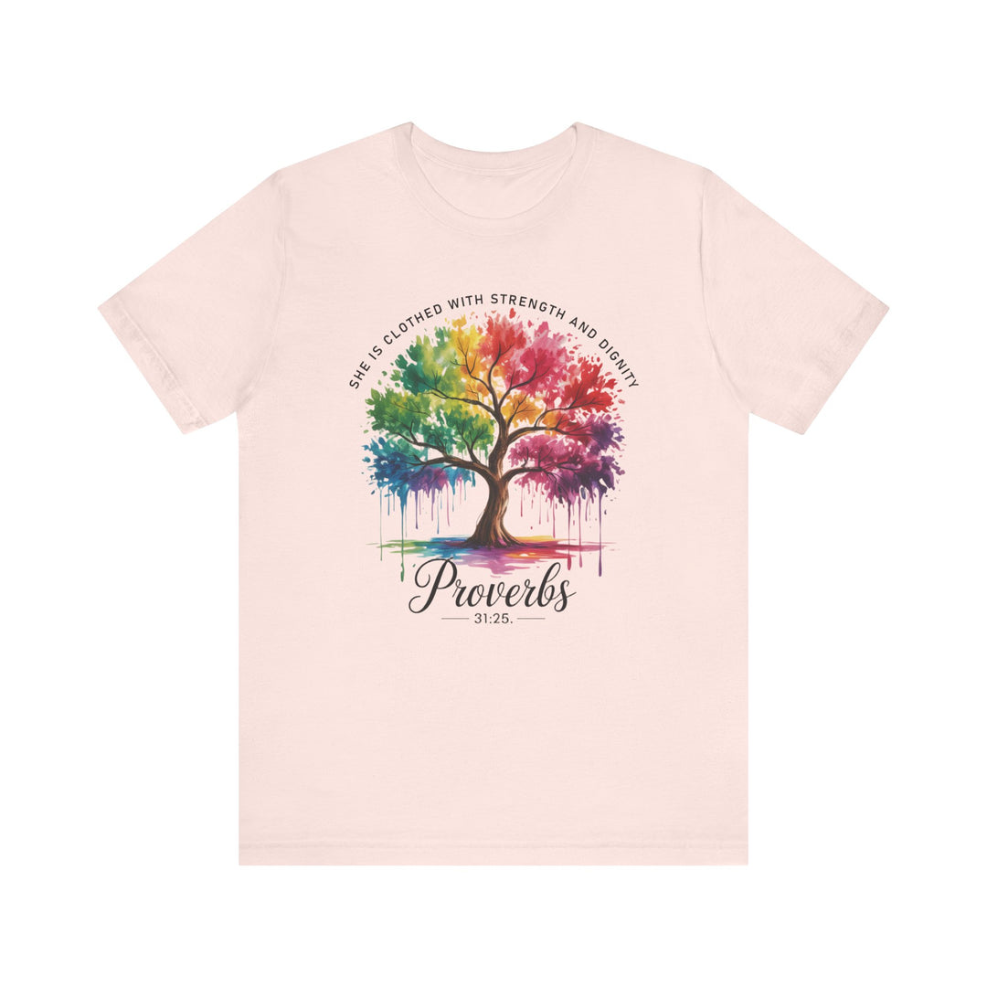Rainbow Tree of Life Tee - Proverbs 31:25 Inspirational Shirt