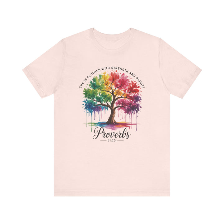 Rainbow Tree of Life Tee - Proverbs 31:25 Inspirational Shirt
