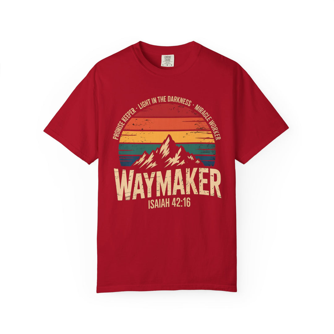 Waymaker Retro Christian T-Shirt - Isaiah 42:16 Vintage Sunset Design