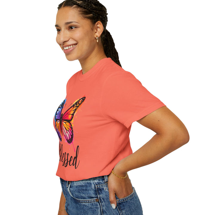 Watercolor Butterfly T-Shirt Blessed Radiant Renewed Unshakably Blessed