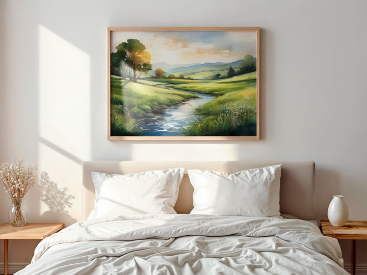 Still Waters – Watercolor Landscape Print Inspired by Psalm 23