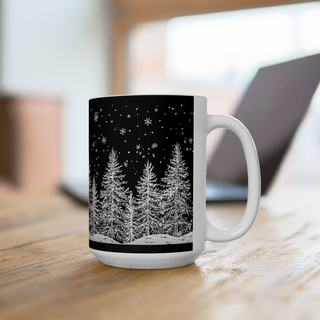 Winter Wonderland Ceramic Mug, Cozy Hot Chocolate Cup, Christmas Gift, Holiday Decor, Snowy Trees Design