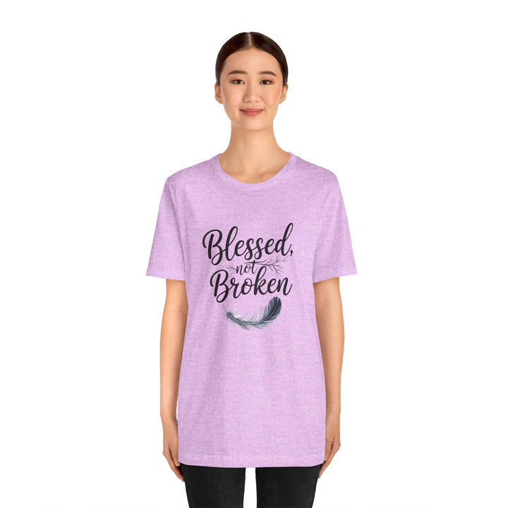 Blessed Not Broken - Graceful Feather Unisex Tee - Walk in Healing and Hope