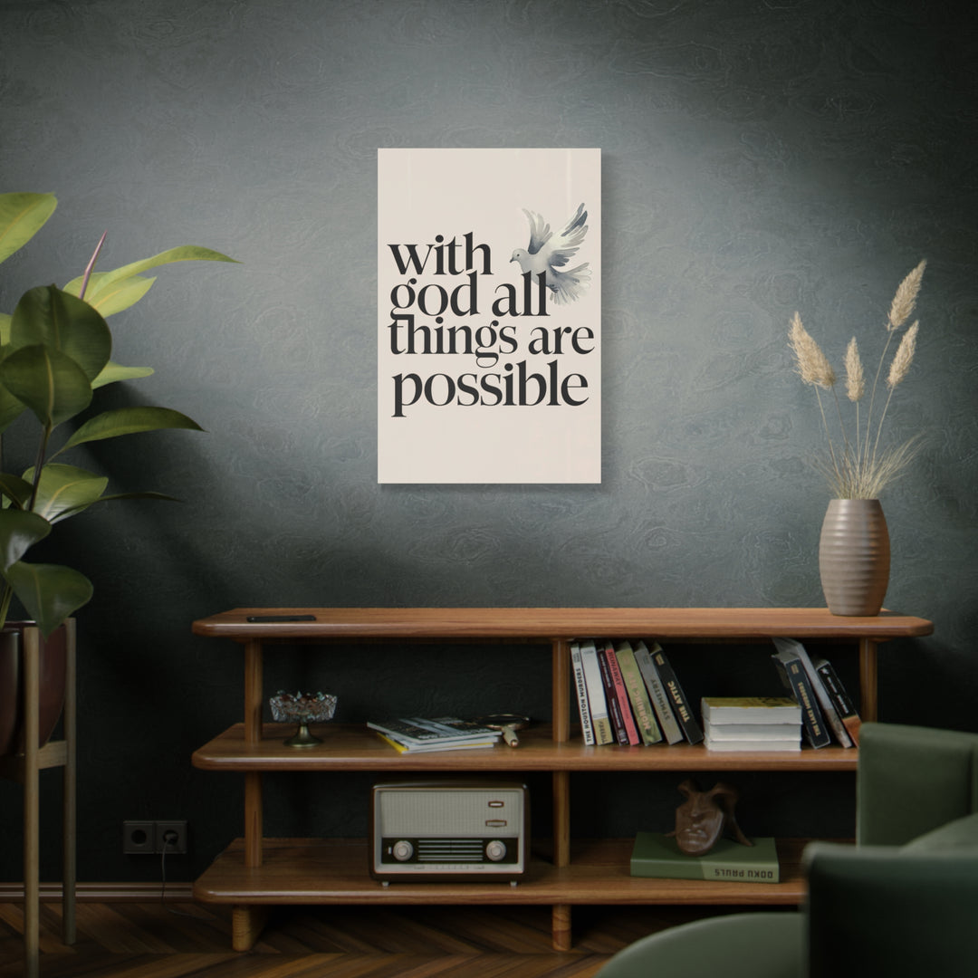 With God All Things Are Possible – Minimalist Christian Canvas | Matthew 19:26 Scripture Wall Art
