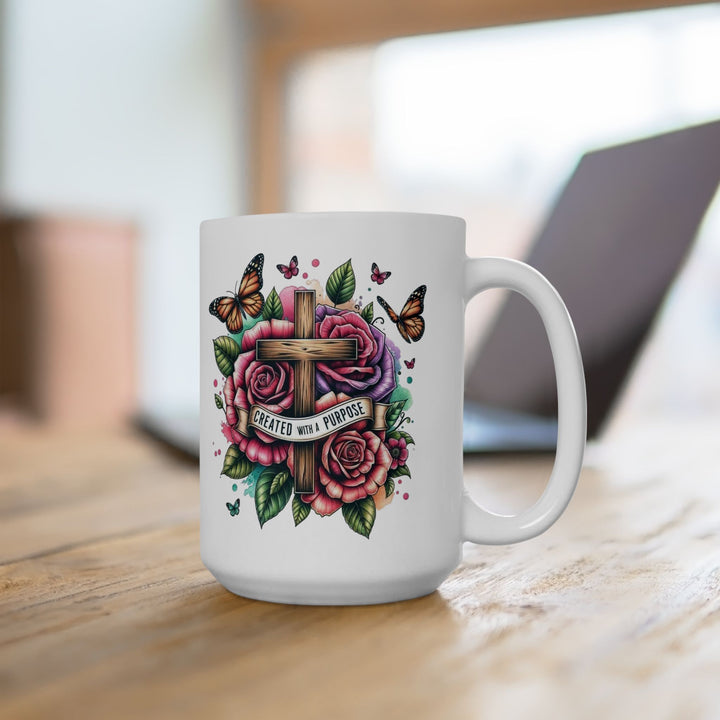 Inspirational Cross Ceramic Mug | 11oz & 15oz | Perfect Gift for Faith-Based Celebrations