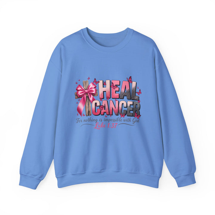Inspirational Cancer Awareness Crewneck Sweatshirt, Comfort for Fighters, Supportive Gift, Breast Cancer Awareness, Faith & Hope