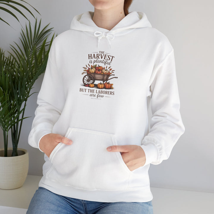 Autumn Harvest Hoodie with Matthew 9:37 Scripture Design