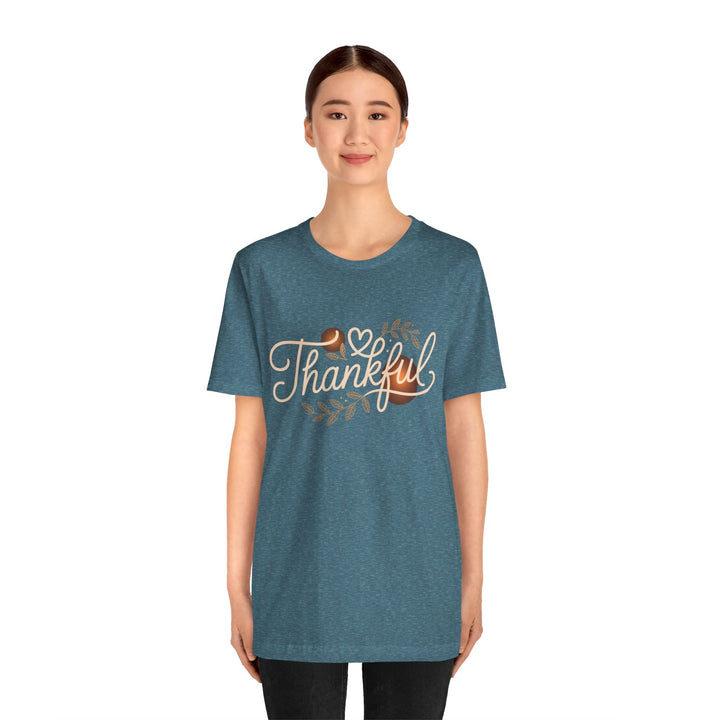 Thankful Tee - Unisex Jersey Short Sleeve Shirt for Thanksgiving, Gratitude Gift, Casual Wear, Family Gathering, Everyday Comfort
