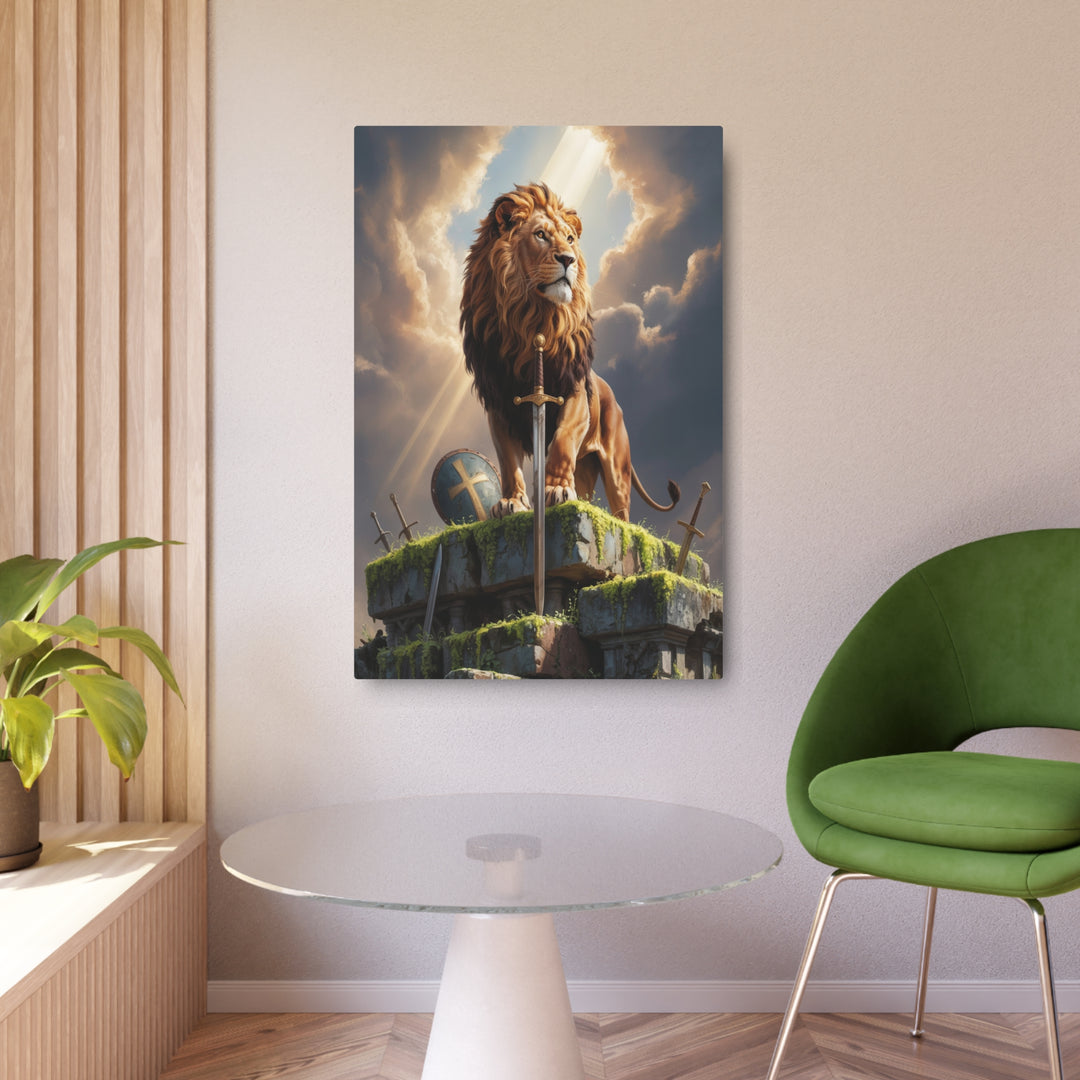 "Lion Warrior - Be Strong and Courageous" - Christian Warrior Metal Wall Art