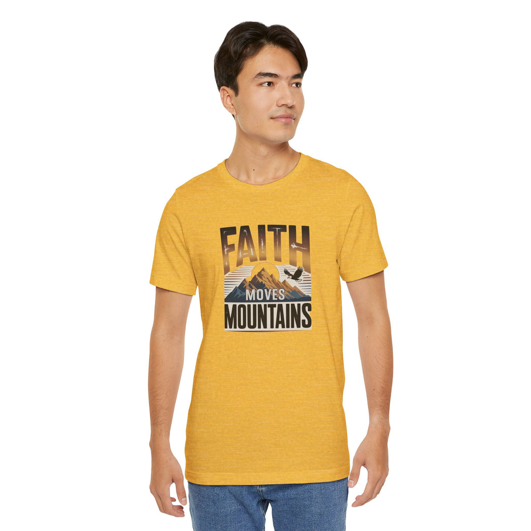 Faith Moves Mountains Tee, Inspirational Shirt, Motivational T-Shirt, Gift for Nature Lovers, Unisex Casual Wear