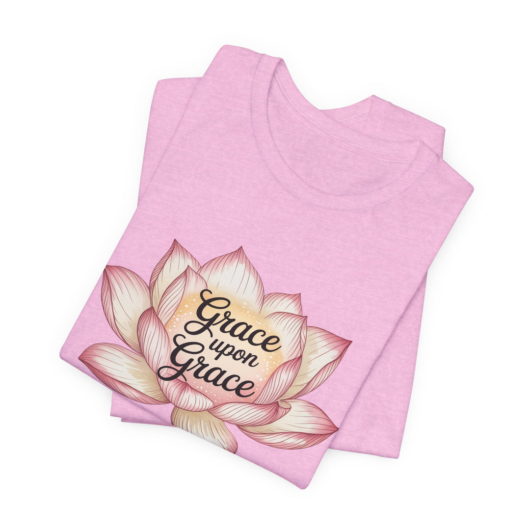 Lotus Blossom Inspirational Tee, Grace Upon Grace T-shirt, Mindfulness Gift, Spiritual Apparel, Relaxed Fit Tee, Yoga Wear