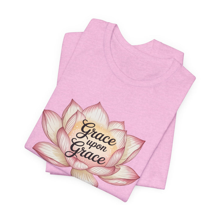 Lotus Blossom Inspirational Tee, Grace Upon Grace T-shirt, Mindfulness Gift, Spiritual Apparel, Relaxed Fit Tee, Yoga Wear