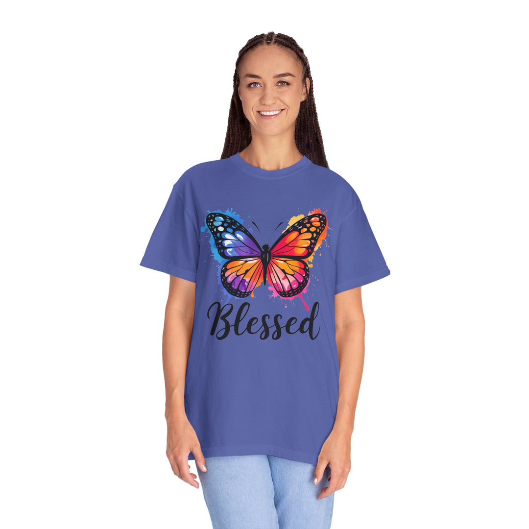 Watercolor Butterfly T-Shirt Blessed Radiant Renewed Unshakably Blessed