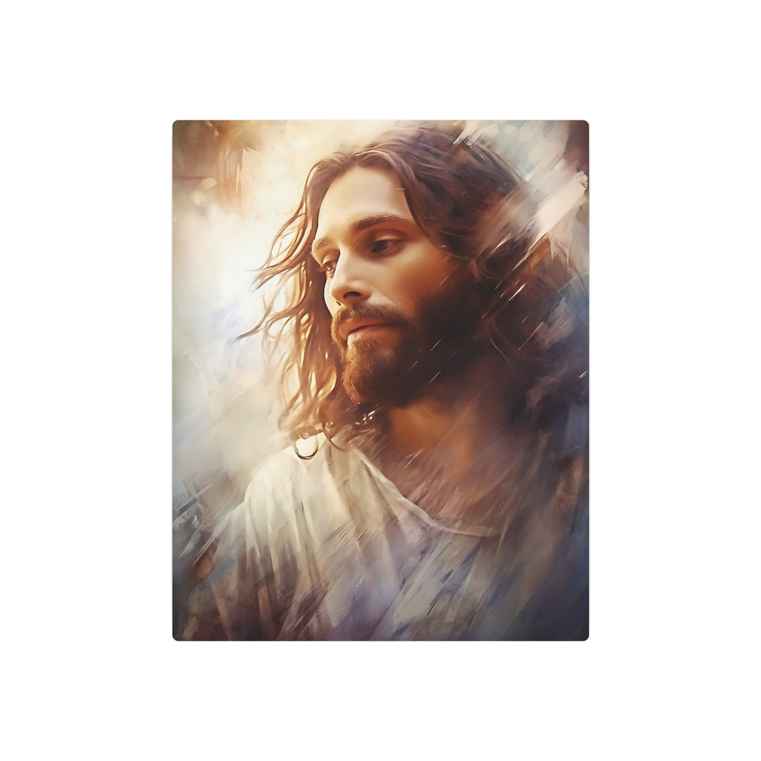 Inspirational Metal Art Sign - Serene Jesus Portrait for Home Decor