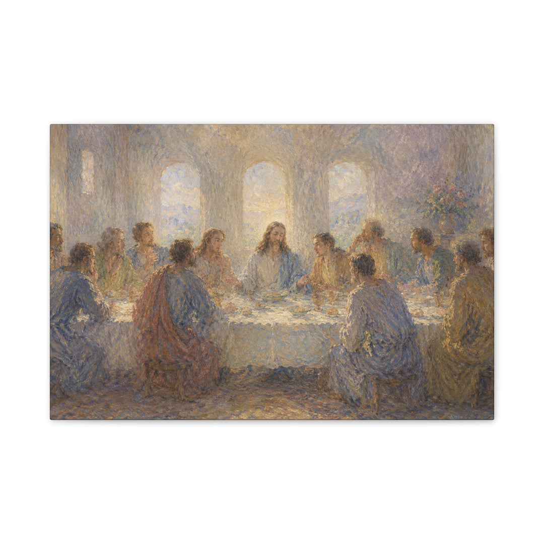 Last Supper Canvas Wall Art – Impressionist Jesus Religious Painting Stretched Canvas