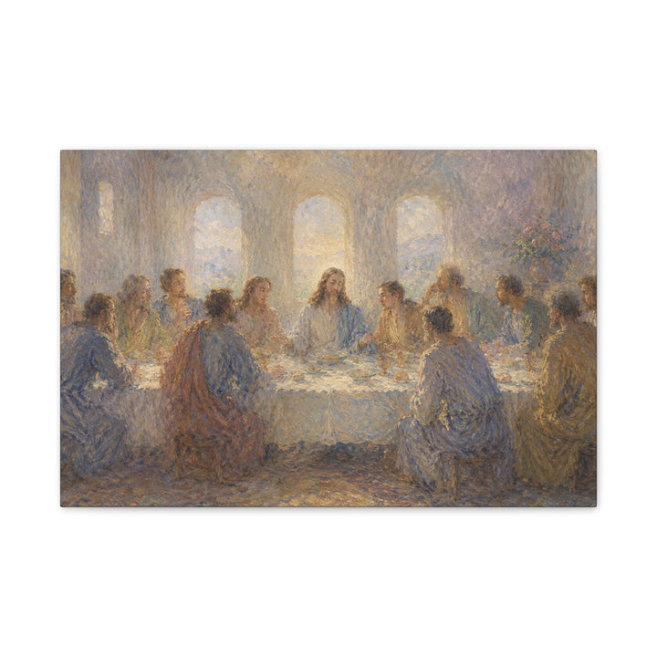 Last Supper Canvas Wall Art – Impressionist Jesus Religious Painting Stretched Canvas