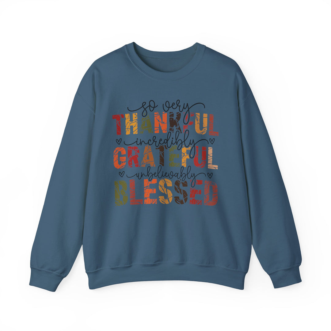 Thankful Grateful Blessed Sweatshirt | Cozy Fall Crewneck | Perfect Gift for Thanksgiving, Family Gatherings, Daily Comfort, Holiday Wear
