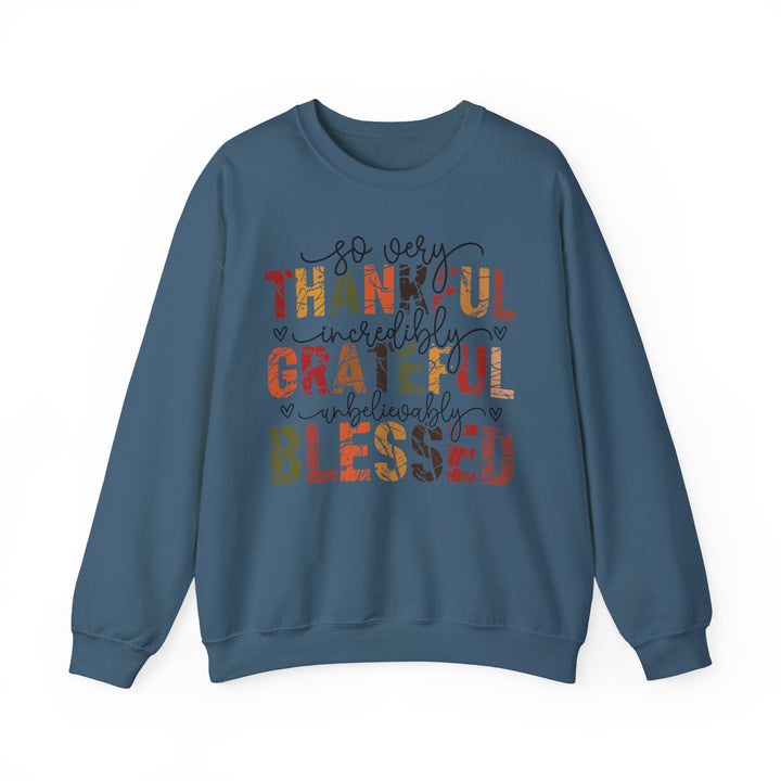 Thankful Grateful Blessed Sweatshirt | Cozy Fall Crewneck | Perfect Gift for Thanksgiving, Family Gatherings, Daily Comfort, Holiday Wear