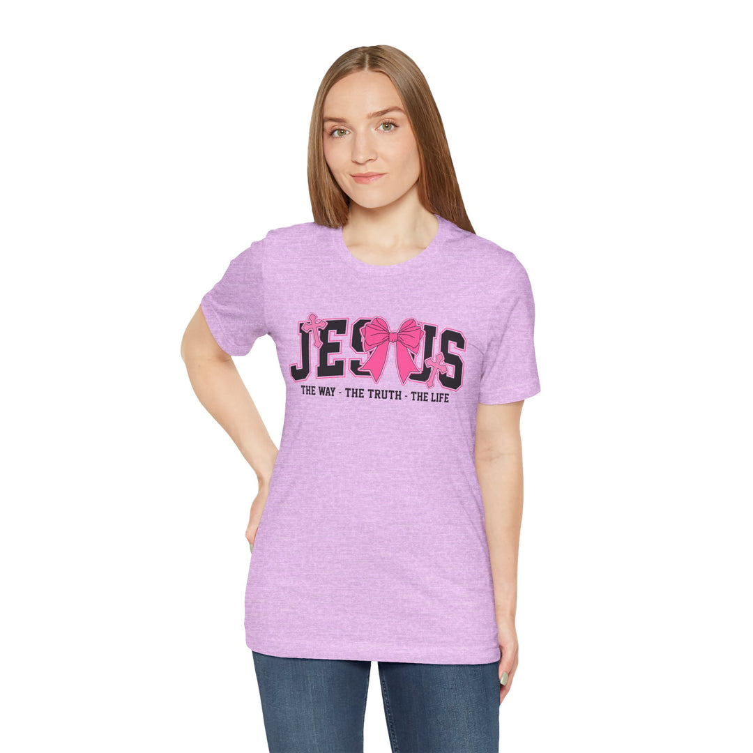 Jesus The Way The Truth The Life Pink Bow T-Shirt
