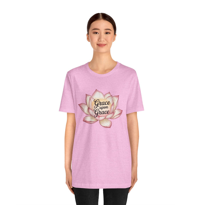 Lotus Blossom Inspirational Tee, Grace Upon Grace T-shirt, Mindfulness Gift, Spiritual Apparel, Relaxed Fit Tee, Yoga Wear
