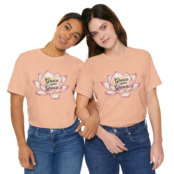 Lotus Blossom Inspirational Tee, Grace Upon Grace T-shirt, Mindfulness Gift, Spiritual Apparel, Relaxed Fit Tee, Yoga Wear