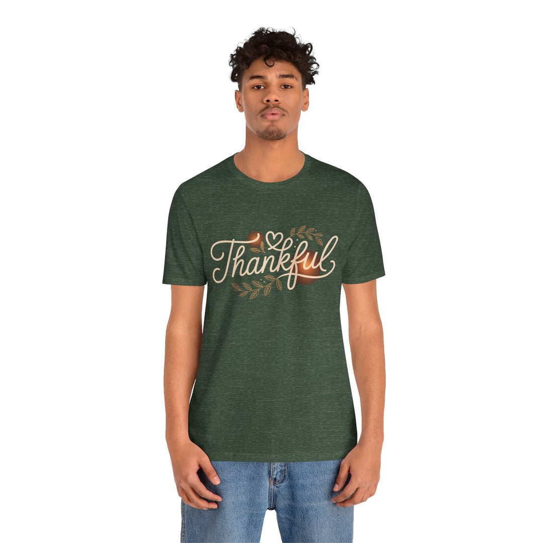 Thankful Tee - Unisex Jersey Short Sleeve Shirt for Thanksgiving, Gratitude Gift, Casual Wear, Family Gathering, Everyday Comfort