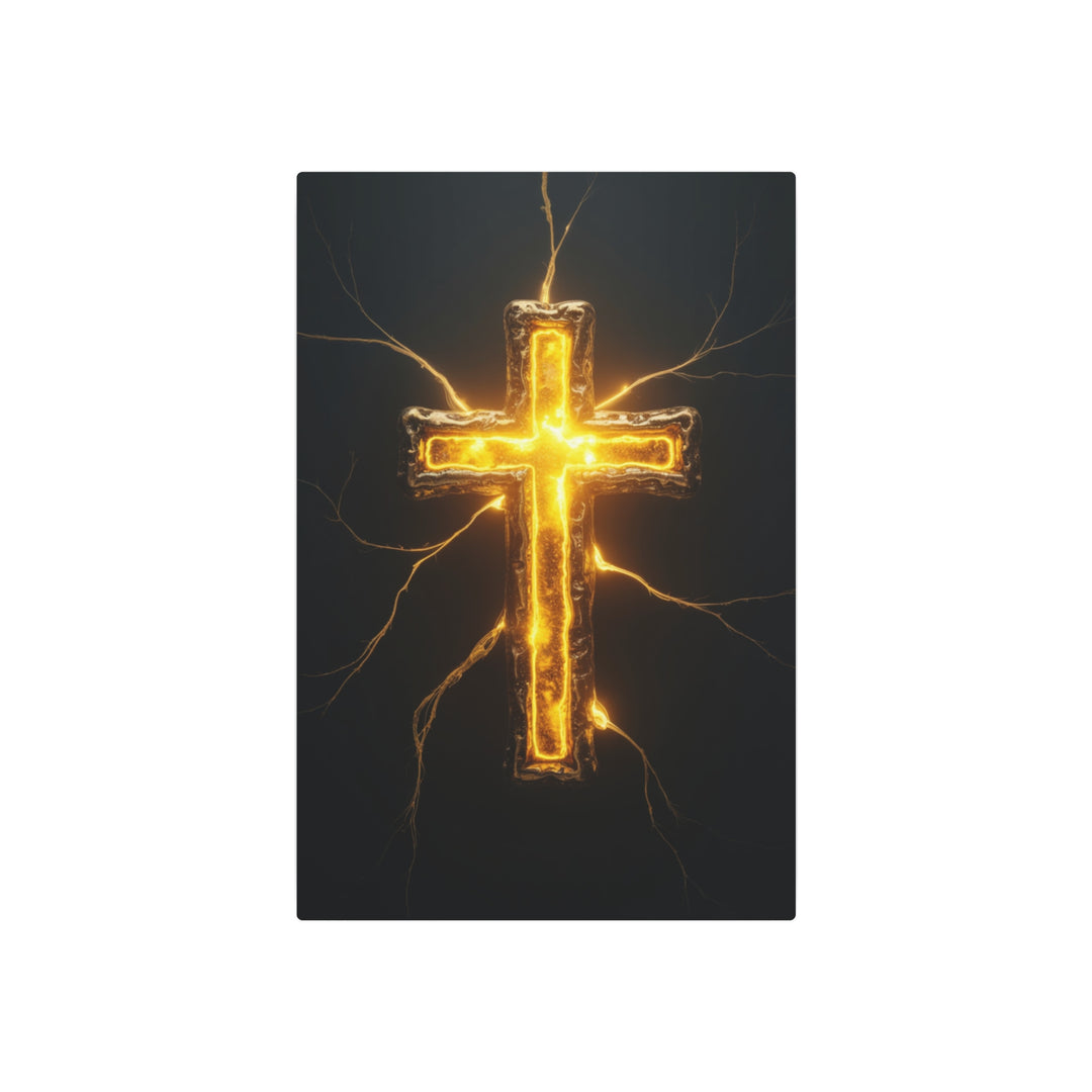 "Illuminated Cross" - Light of the World Metal Wall Art
