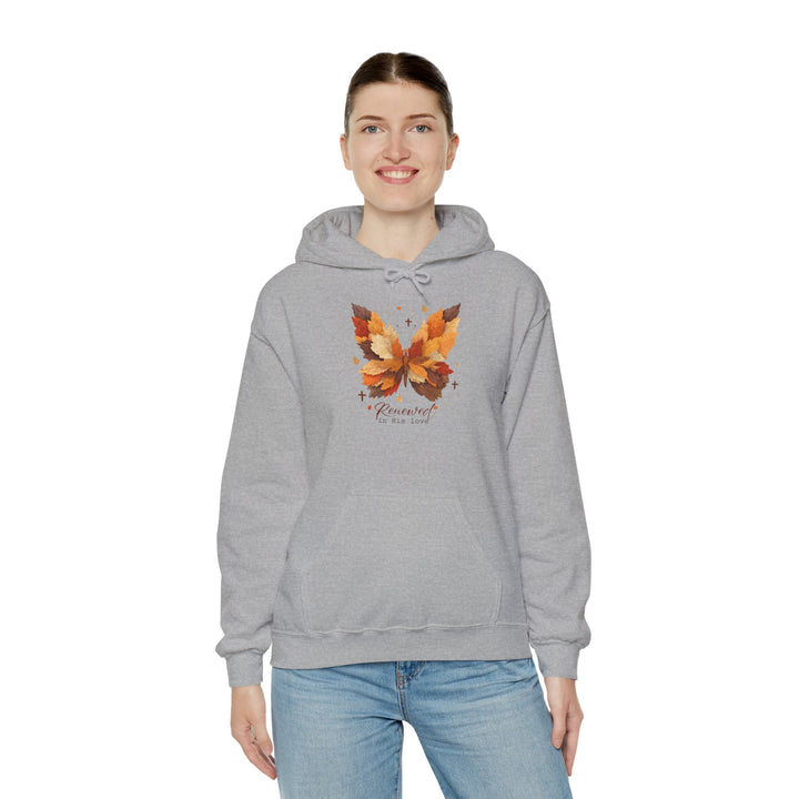 Butterfly Hoodie - Renewed in His Love - Fall Leaves Design