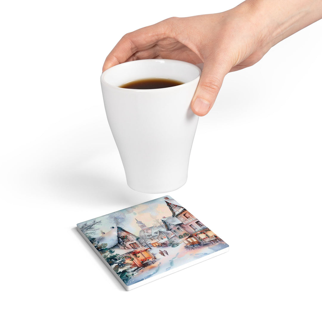 Winter Wonderland Ceramic Coaster, Holiday Drink Coasters, Christmas Decor, Kitchen Table Accents, Gift for Home