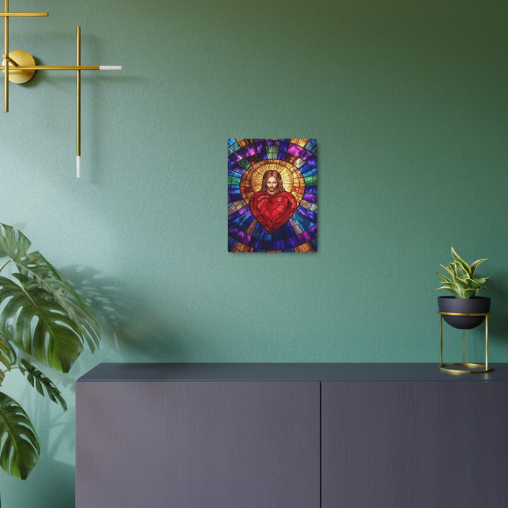 Sacred Heart of Jesus - Stained Glass Style Metal Wall Art