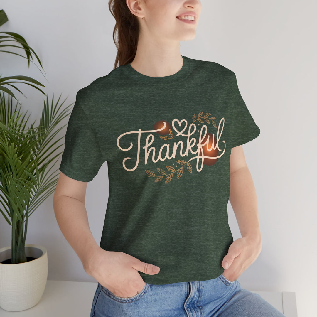 Thankful Tee - Unisex Jersey Short Sleeve Shirt for Thanksgiving, Gratitude Gift, Casual Wear, Family Gathering, Everyday Comfort